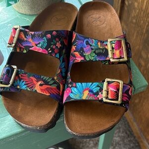 Inkkas Tropical Print Buckle Sandals